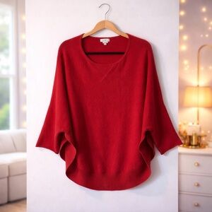 ✨ Tyler Boe Red Cashmere Poncho Sweater Luxe Soft Knit Top Size XL